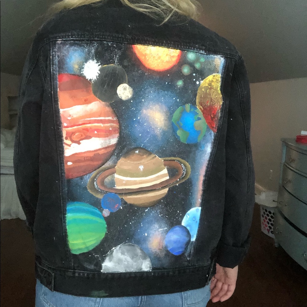 Hand Painted Galaxy Jean Jacket